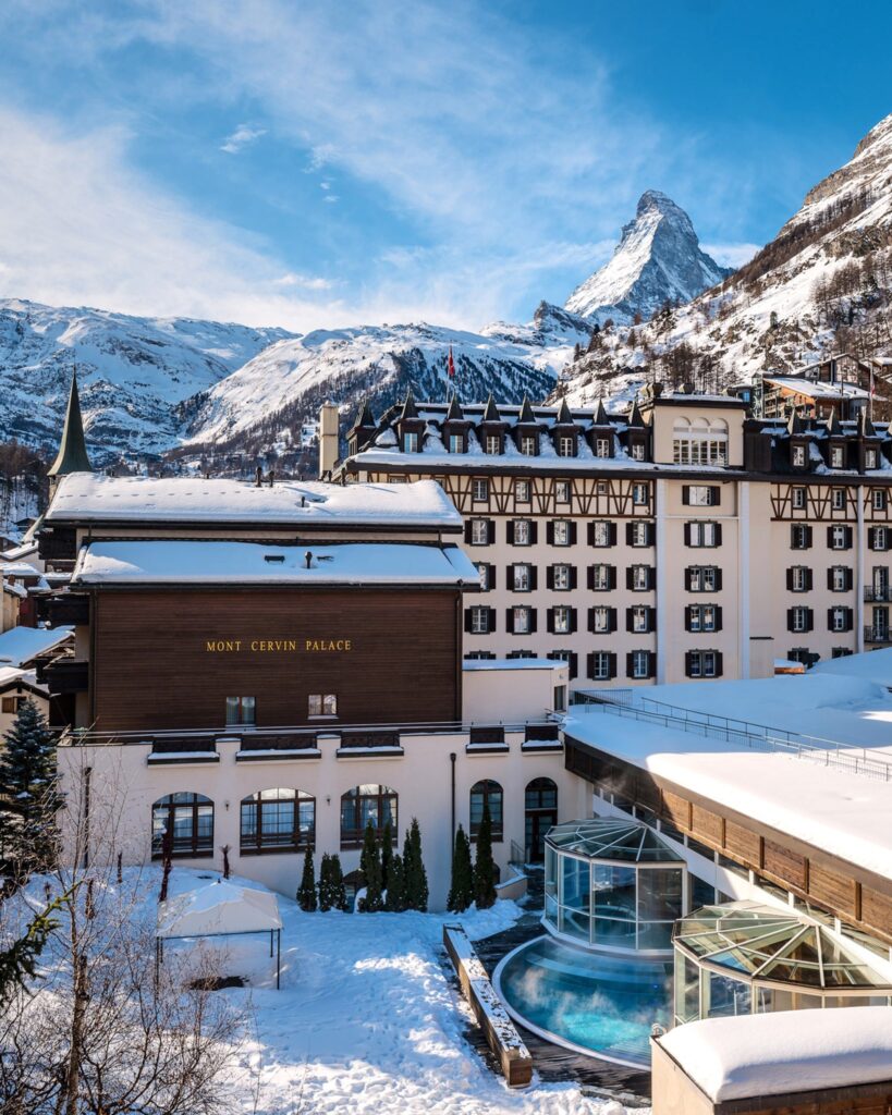 Mont Cervin Palace, the 5 star hotel in Zermatt with stunning Matterhorn view.
